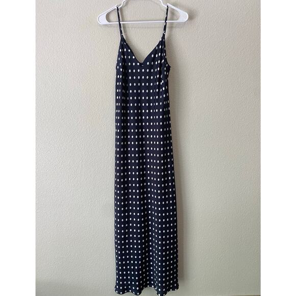 Essentiel Antwerp Veva Navy Polka Dot Slip Maxi Dress EU 38 US 6 Old Money Chic - Picture 8 of 15